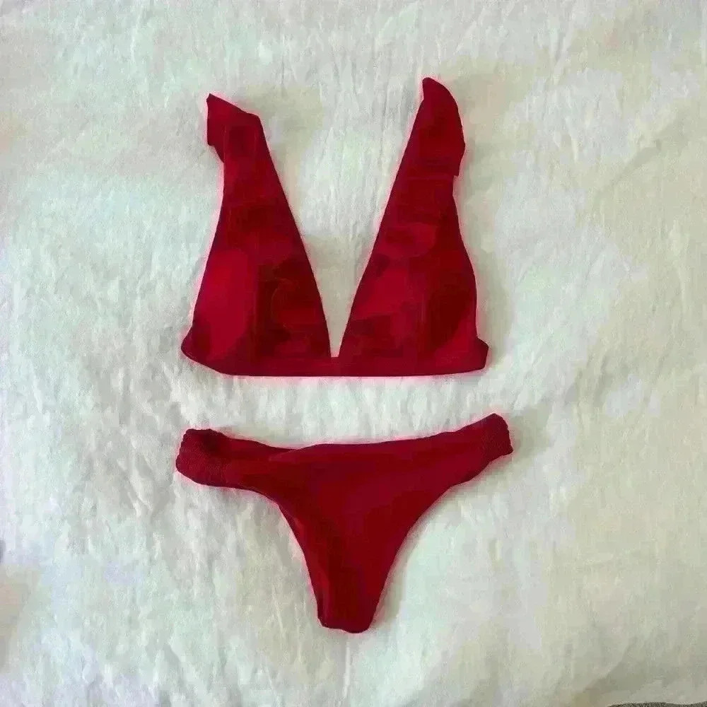 Red Ruffle Bikini Set - Medium